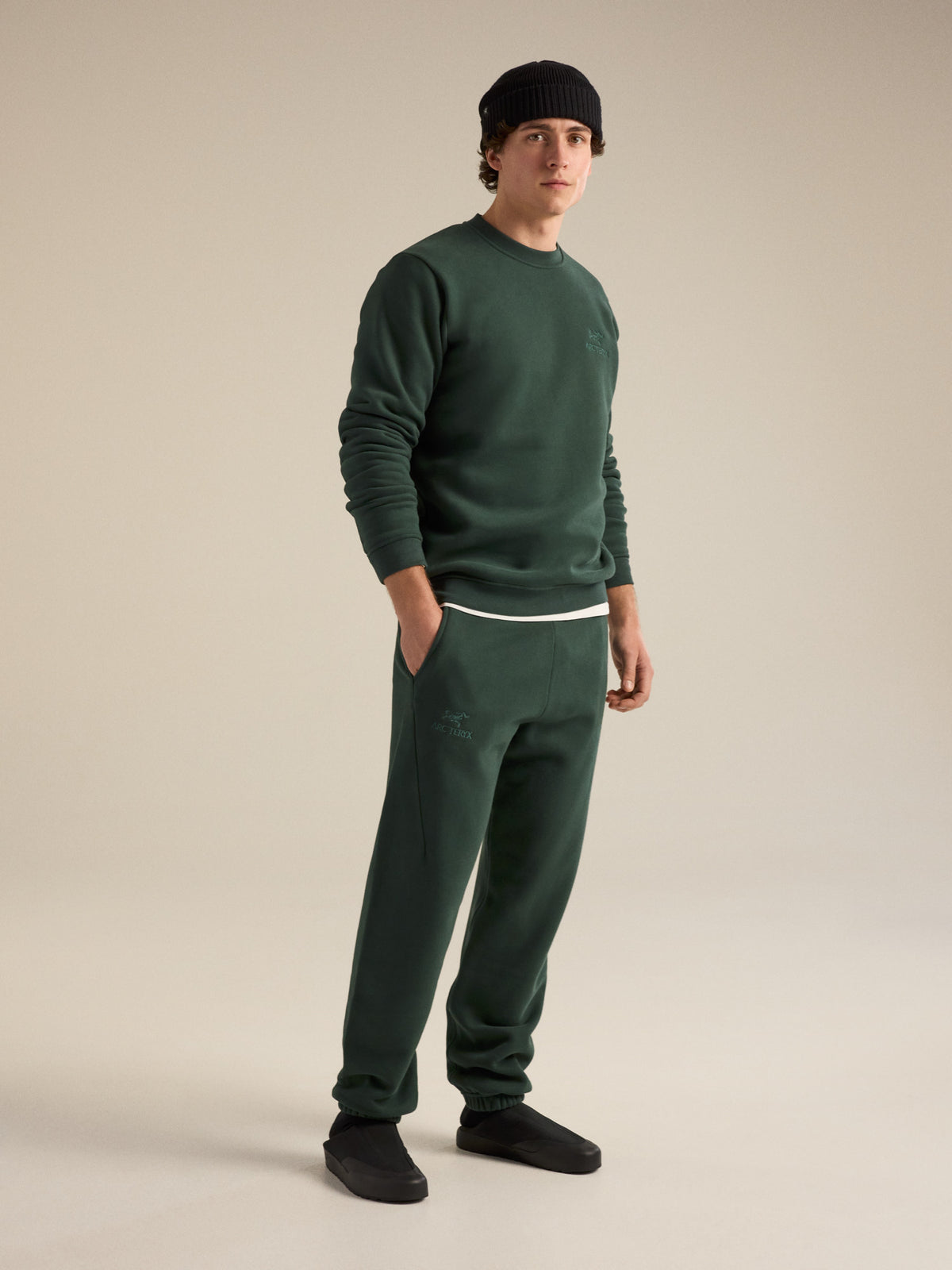 Emblem Fleece Crew Neck Pullover Dark Jade Hover