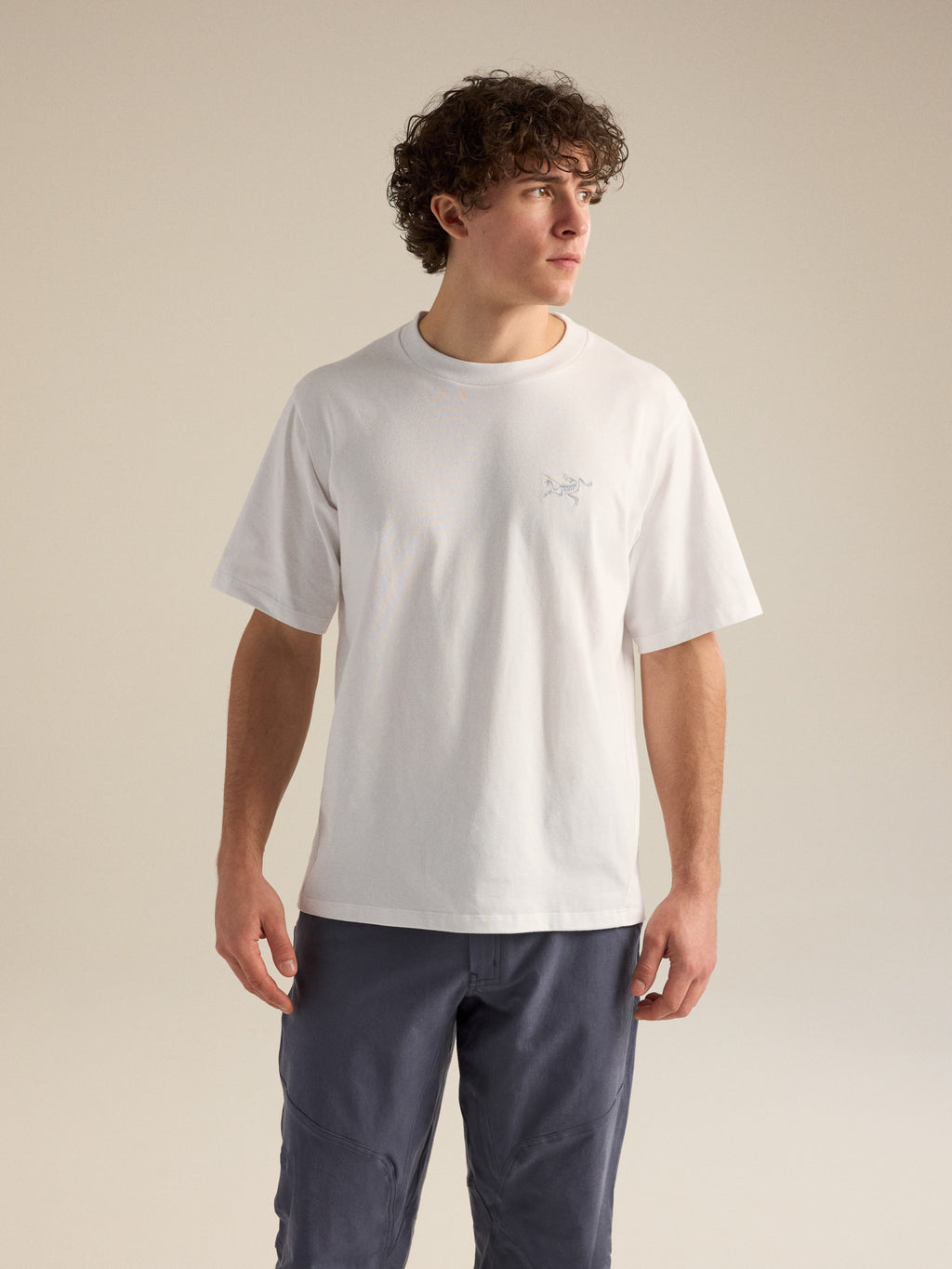 Kragg Cotton Emblem Crew Neck Shirt SS White Light Front View