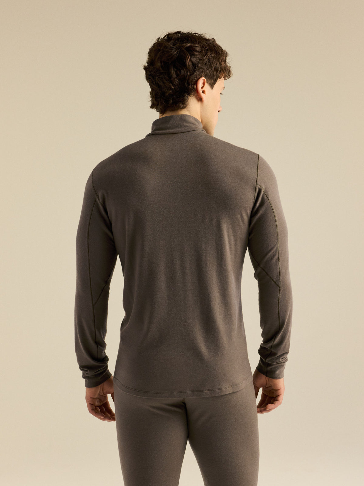 Satoro Merino Wool Zip Neck Mongoose Back View