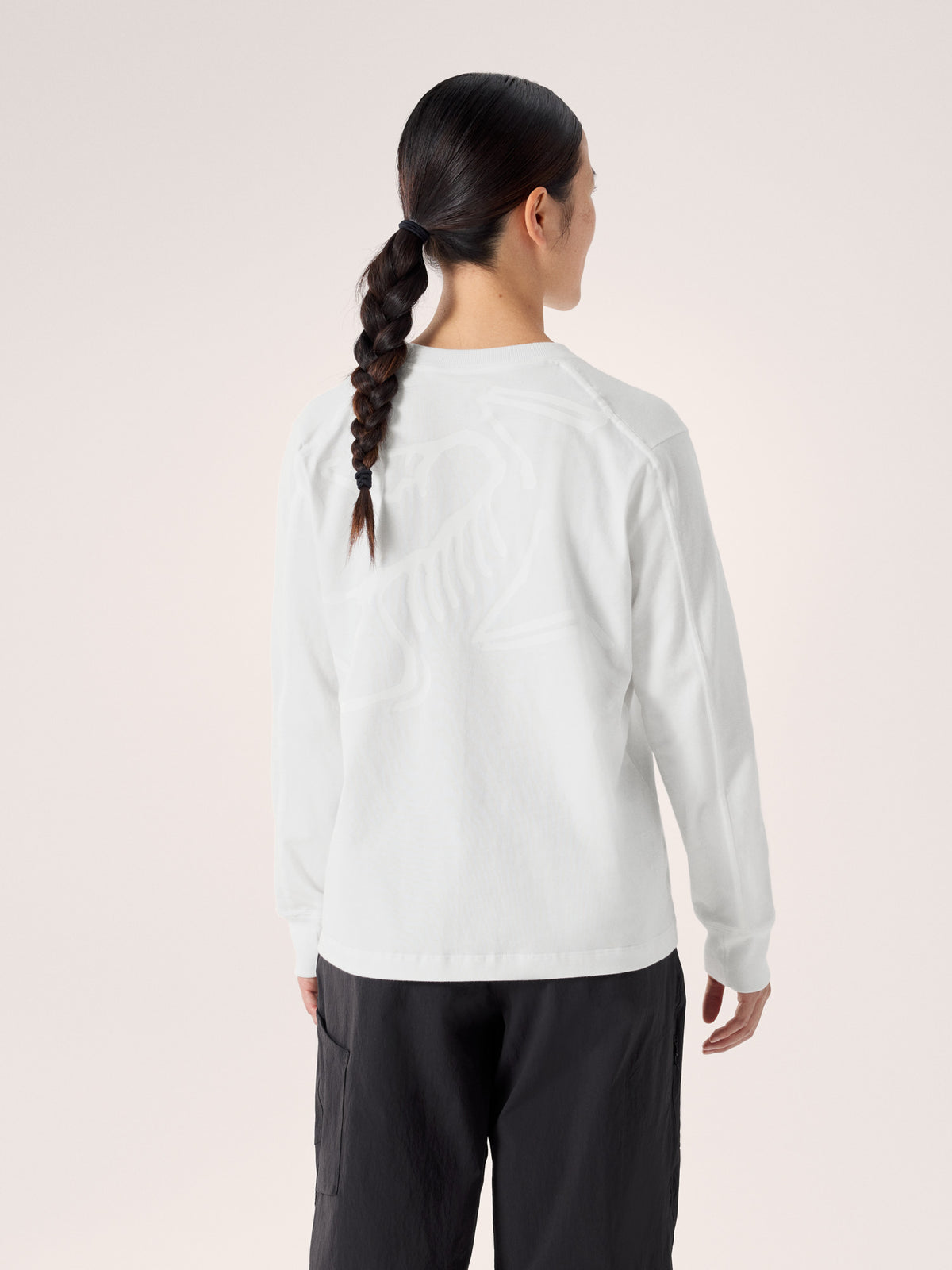 Kragg Cotton Bird Crew Neck Shirt LS Women's White Light / White Back View