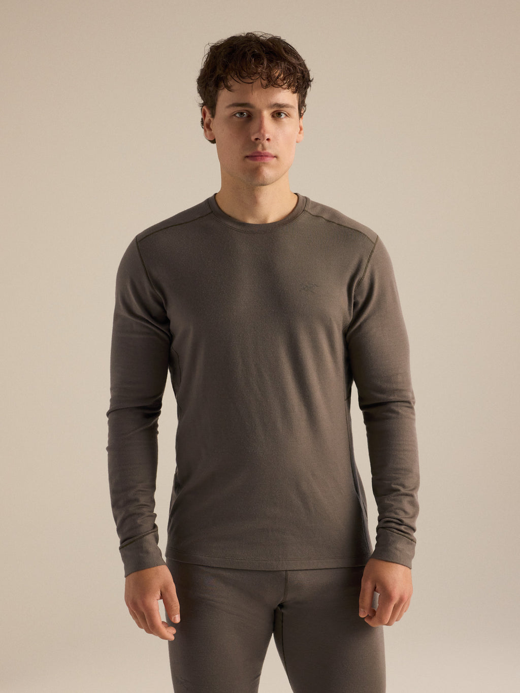 Satoro Merino Wool Crew Neck LS Mongoose Front View