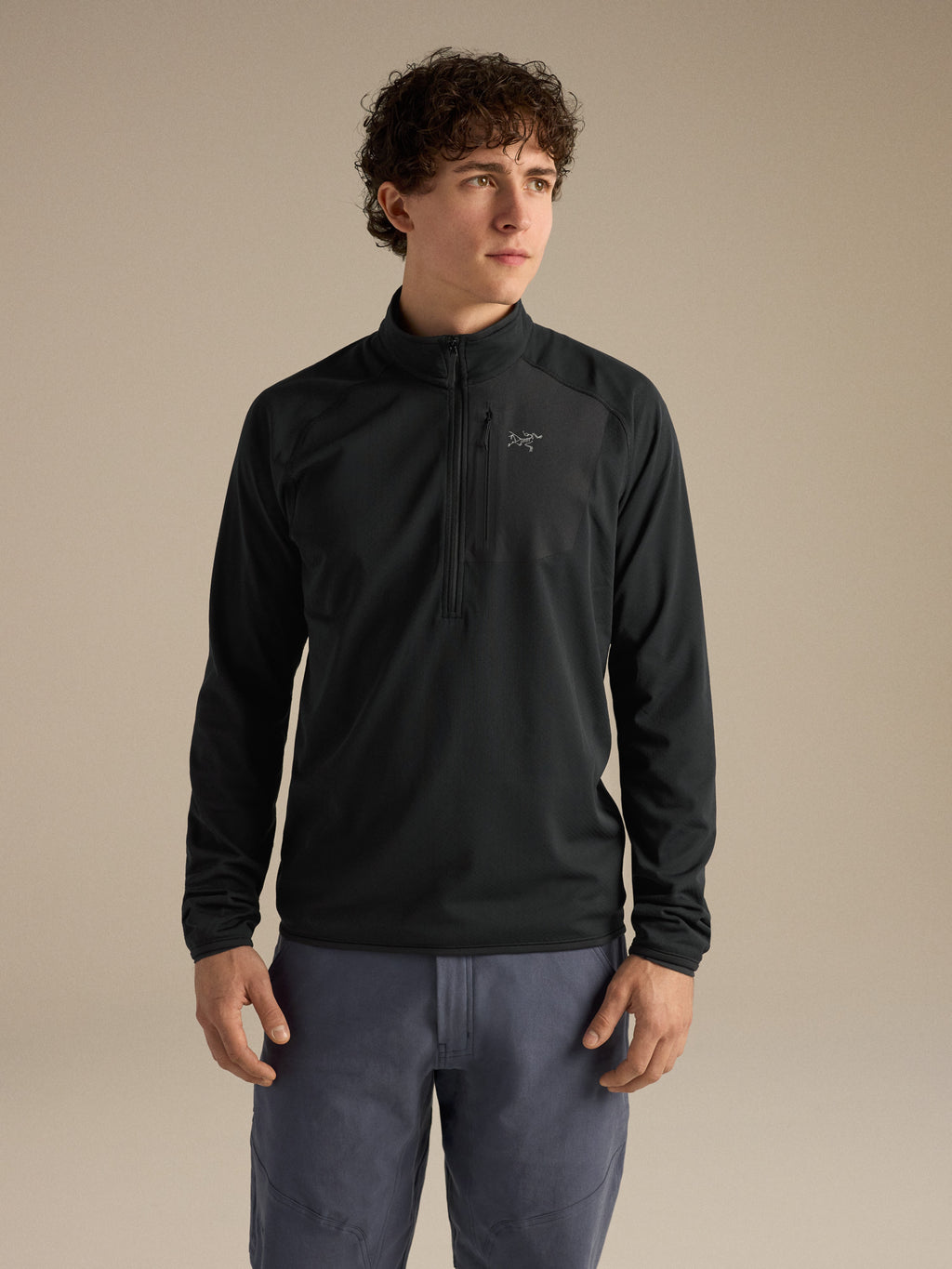 Delta 1/2 Zip Neck Black Front View