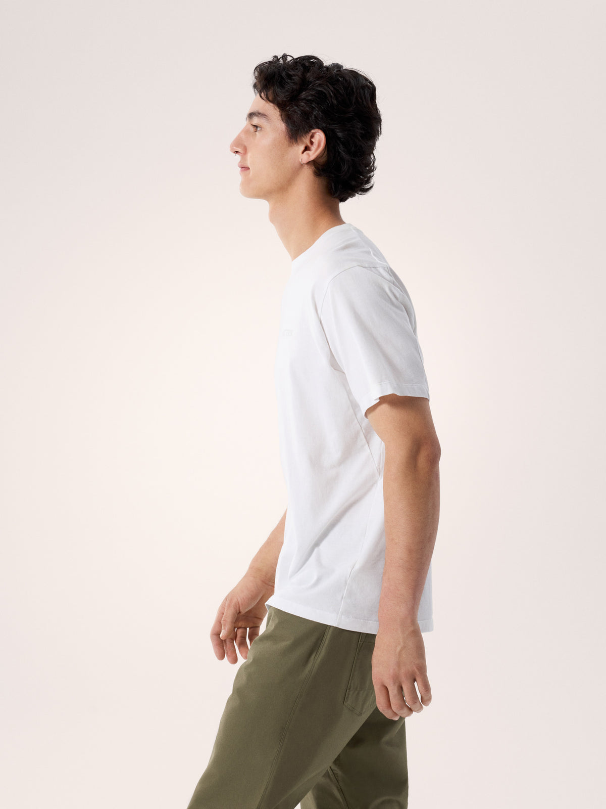 Kragg SL Cotton Blurred Bird Shirt SS White Light / Atmos Side View