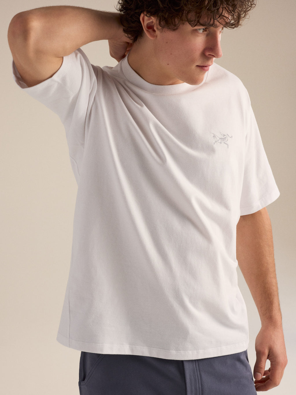 Kragg Cotton Emblem Crew Neck Shirt SS White Light Detail 1