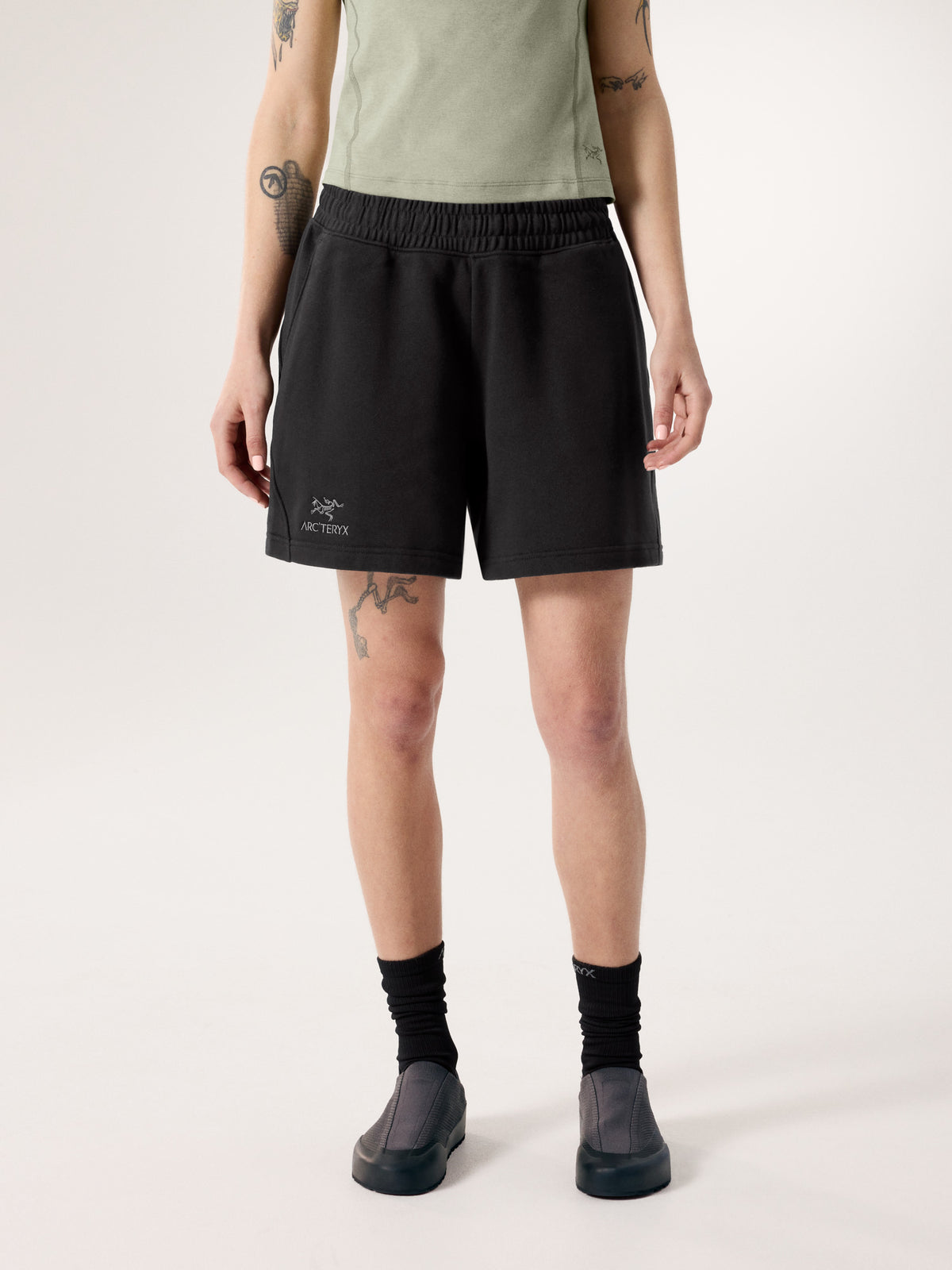 Emblem Fleece Short 6" Women's Black Front View