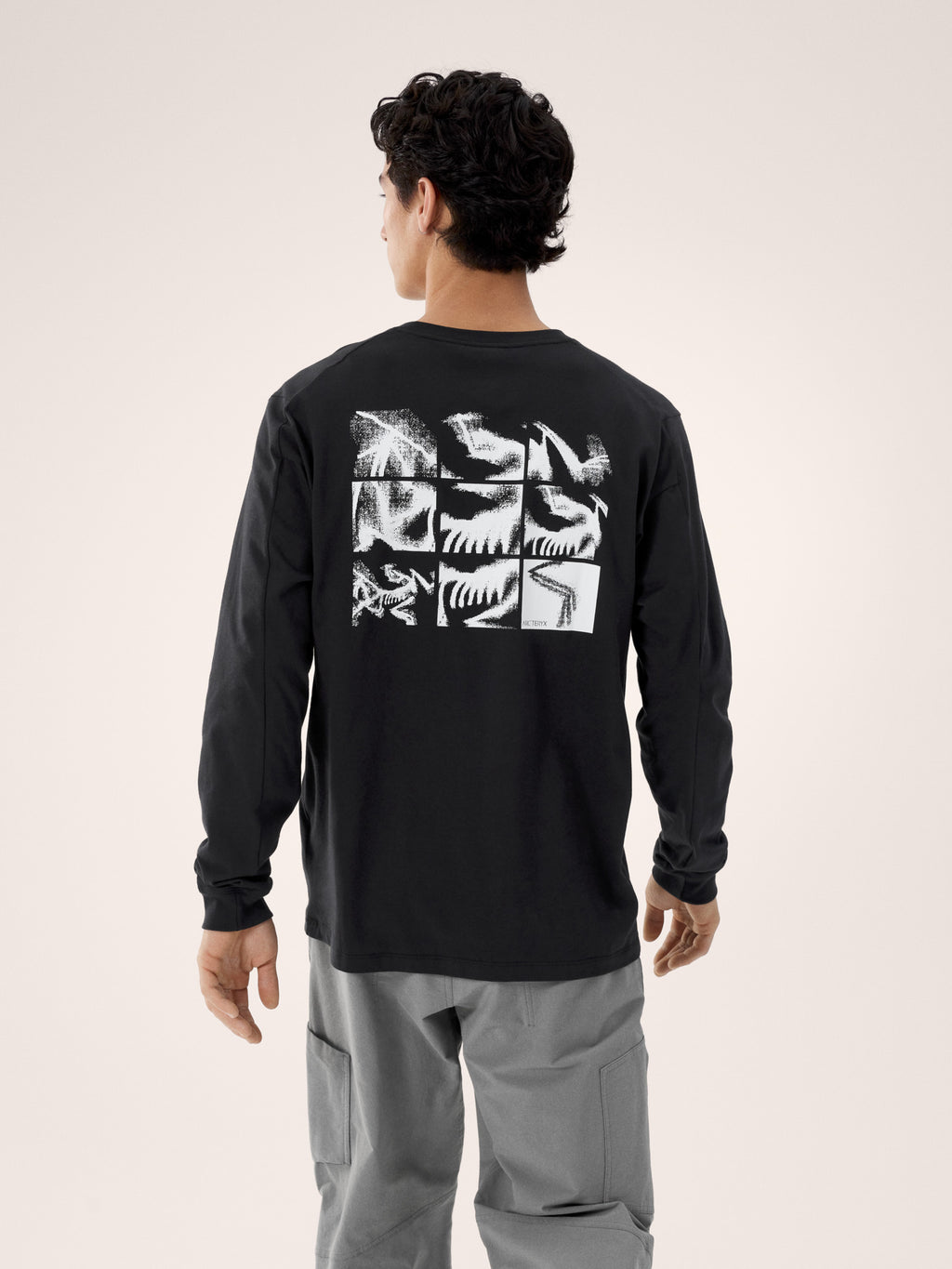 Kragg SL Cotton Bird Tile Shirt LS Black / Arctic Silk Back View