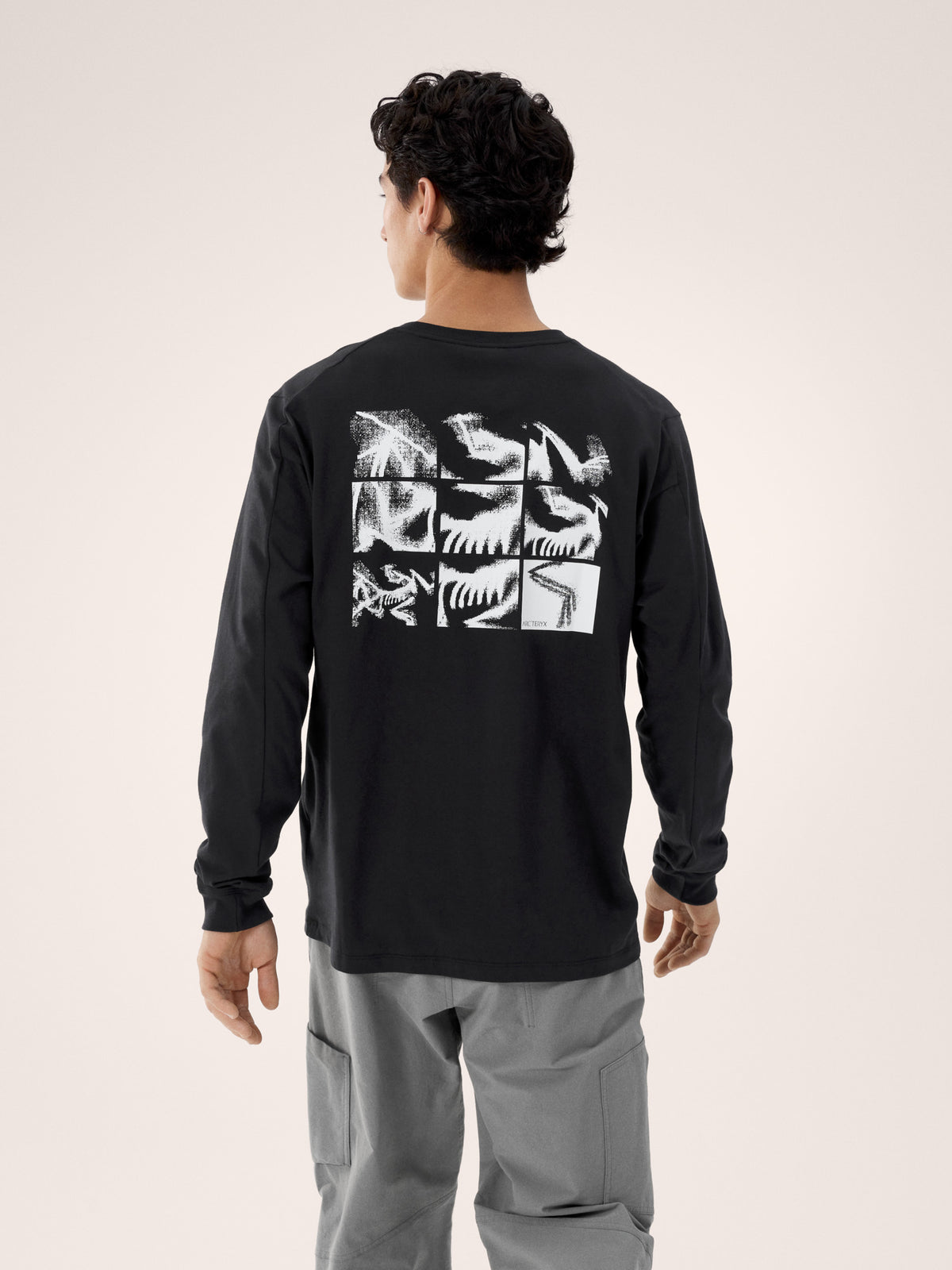 Kragg SL Cotton Bird Tile Shirt LS Black / Arctic Silk Back View