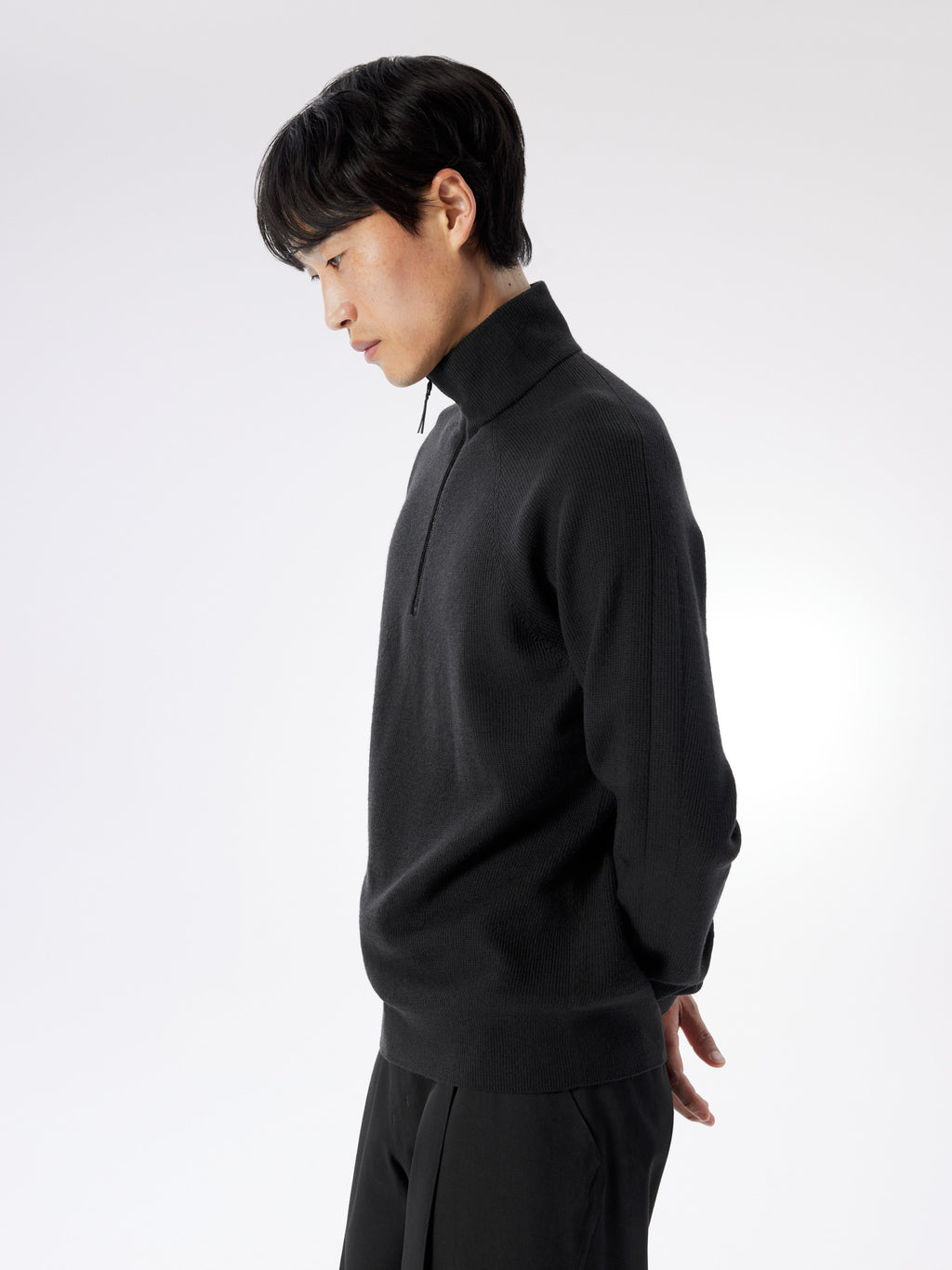 Conic Wool Half Zip Neck Black Hover