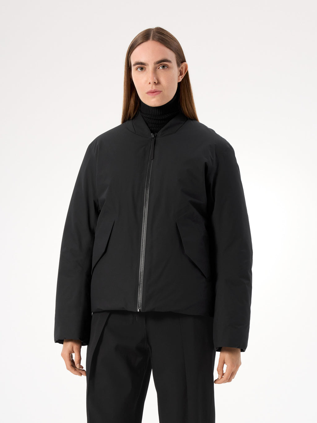 Decca Down Bomber Women's Black Front View