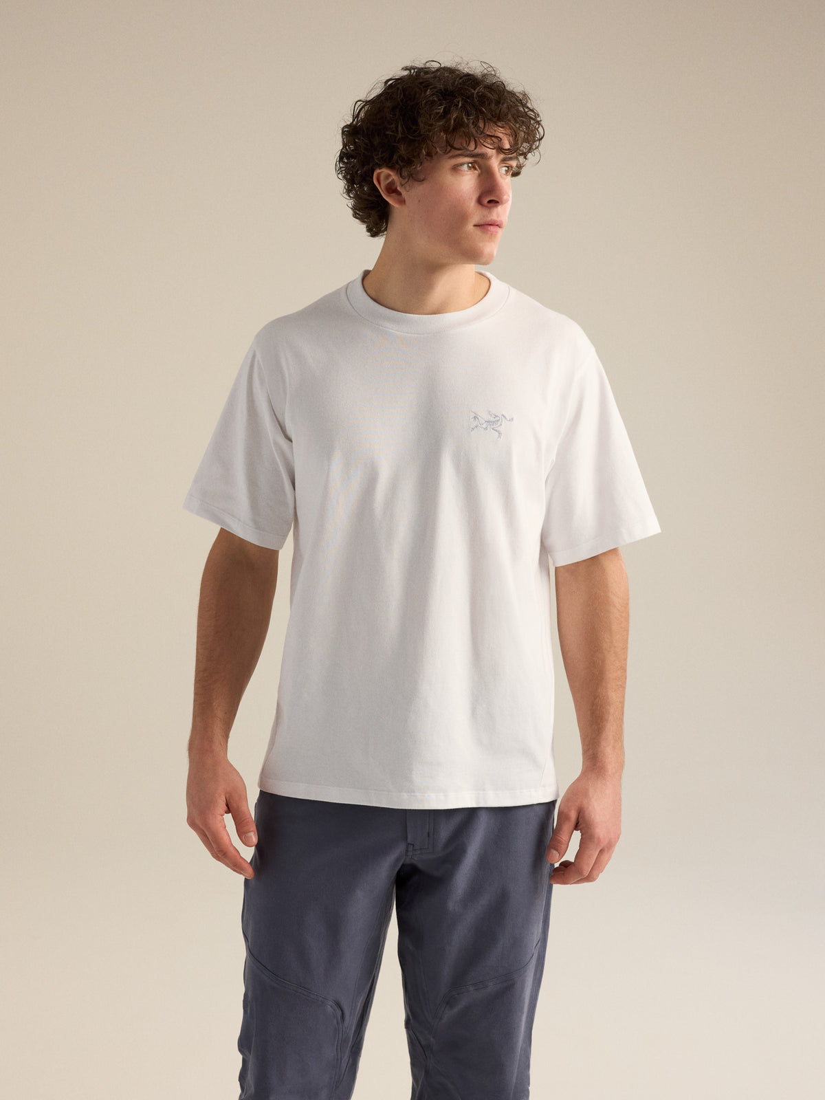 Kragg Cotton Emblem Crew Neck Shirt SS White Light Front View