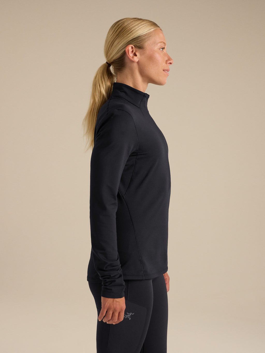 Rho Zip Neck Women's Black Side View