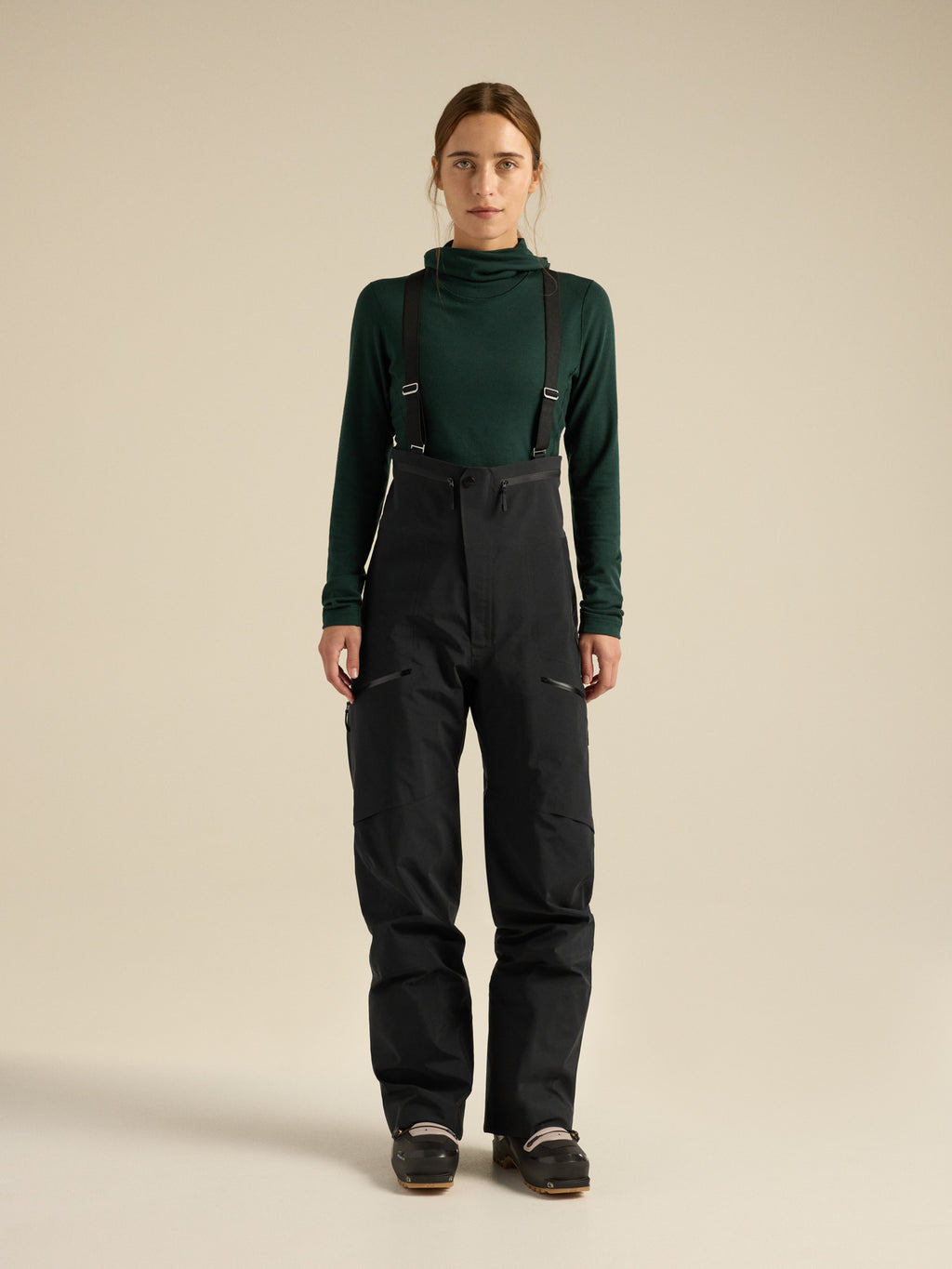 Rush Bib Pant Women's Black Front View