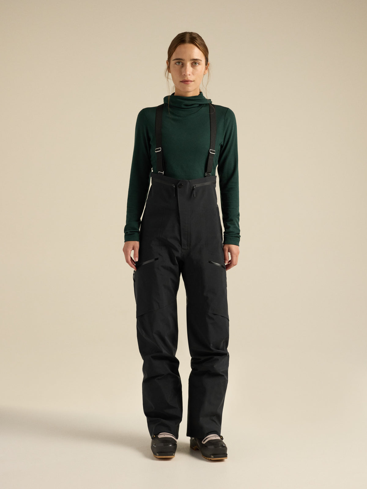 Rush Bib Pant Women's Black Front View