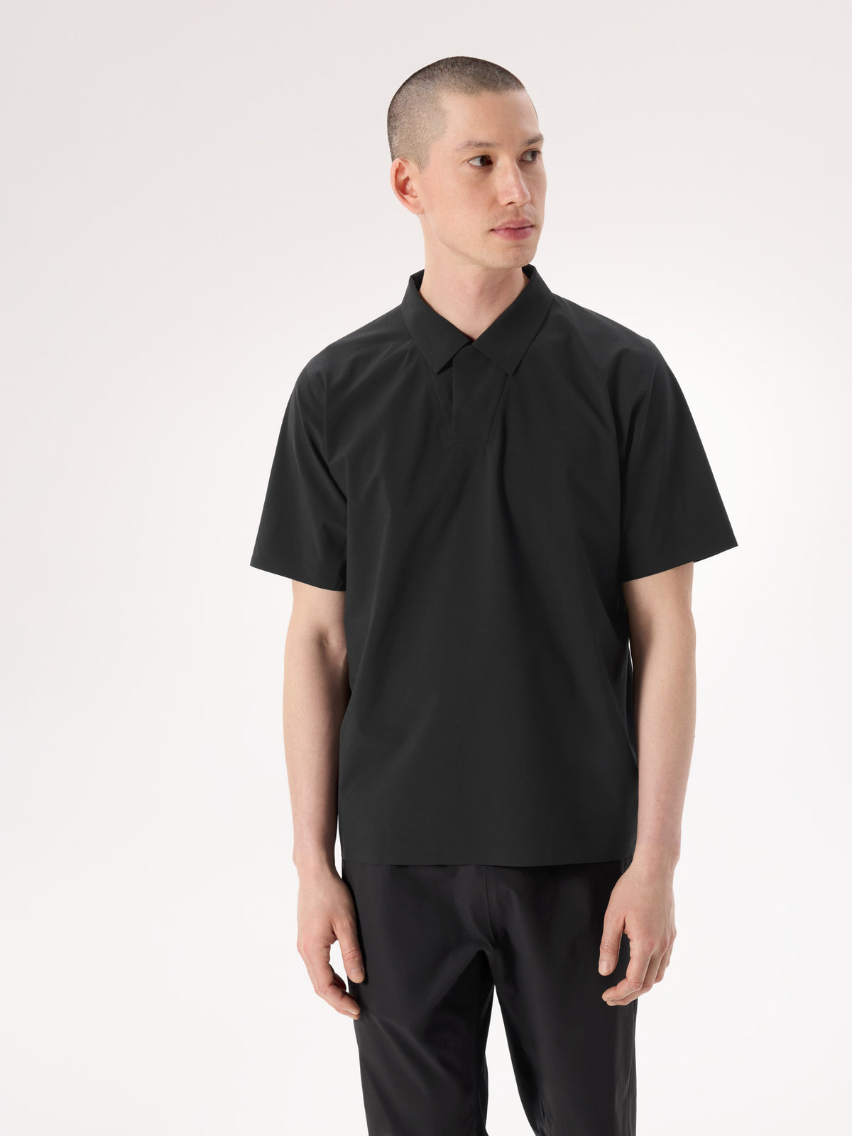 Dromos Tech Polo Shirt SS Black Front View