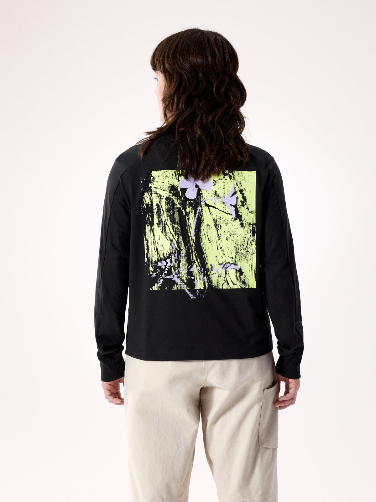 Kragg SL Cotton Bloom Crew Shirt LS Women's Black Back View