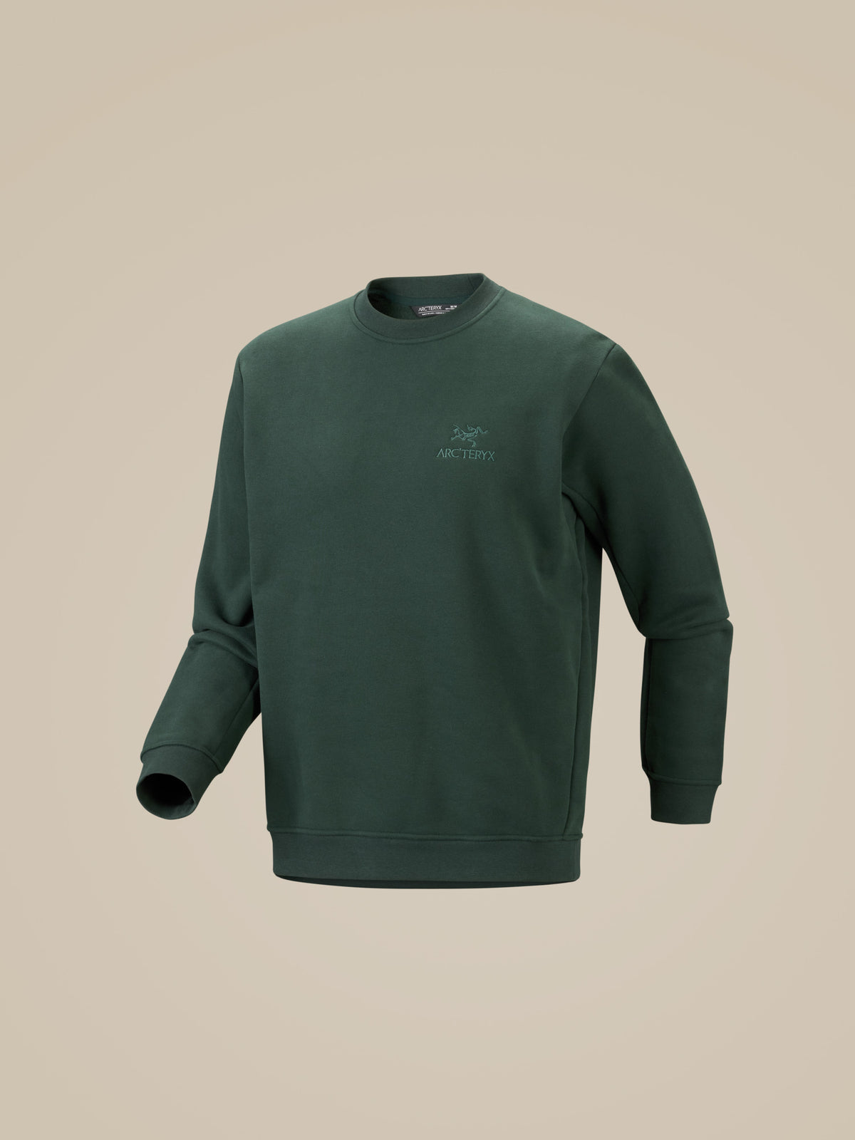 Emblem Fleece Crew Neck Pullover Dark Jade 